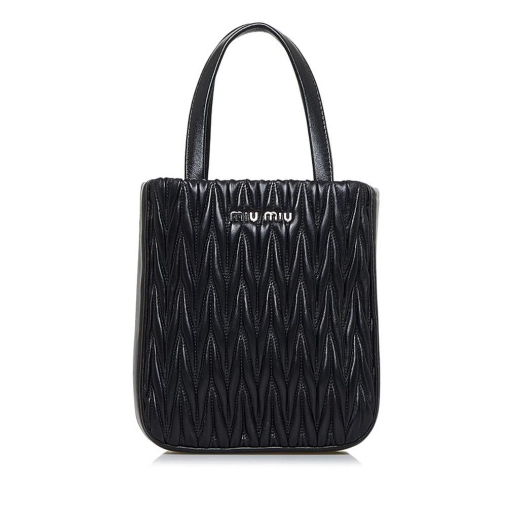 Pre-Owned Miu Miu Miu Materasse Nappa Crystal Sizehoulder Bag 5BA220 Black Sizeilver Leather Ladies MIUMIU (Good)