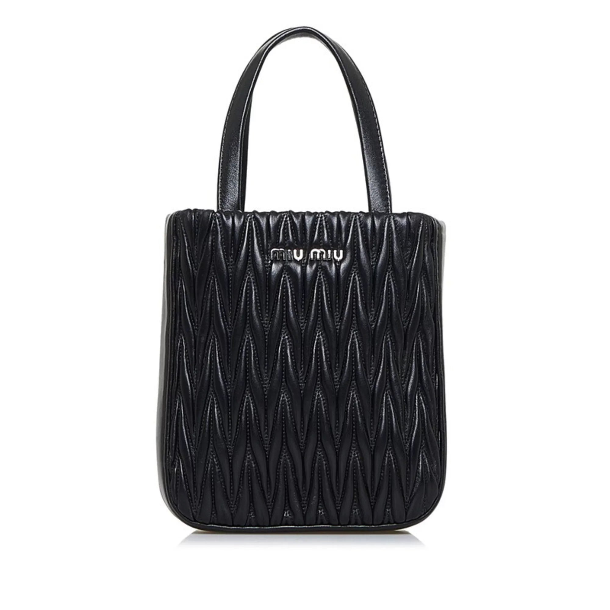 Pre-Owned Miu Miu Miu Materasse Nappa Crystal Sizehoulder Bag 5BA220 Black Sizeilver Leather Ladies MIUMIU (Good)