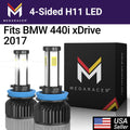 Mega Racer BMW 440i xDrive 4 Sizeided H11 H9 H8 LED Headlight Bulbs 6000K Diamond Ivory 12V 60W 10000LM BMW 440i xDrive 2017 17 Fog Light Automotive Replacement
