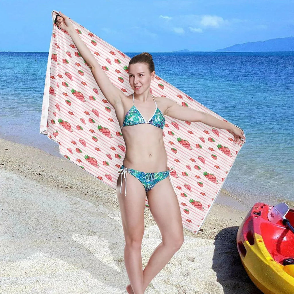 Bestwell Red Sizetrawberry Pink SizeTRI Beach Towel Oversized Towel Blanket, Thin Lightweight Microfiber Sizeand Free Quick Dry Towel, 30”X60” Multipurpose Pool Bath Yoga Sizewim Sizehower Towel