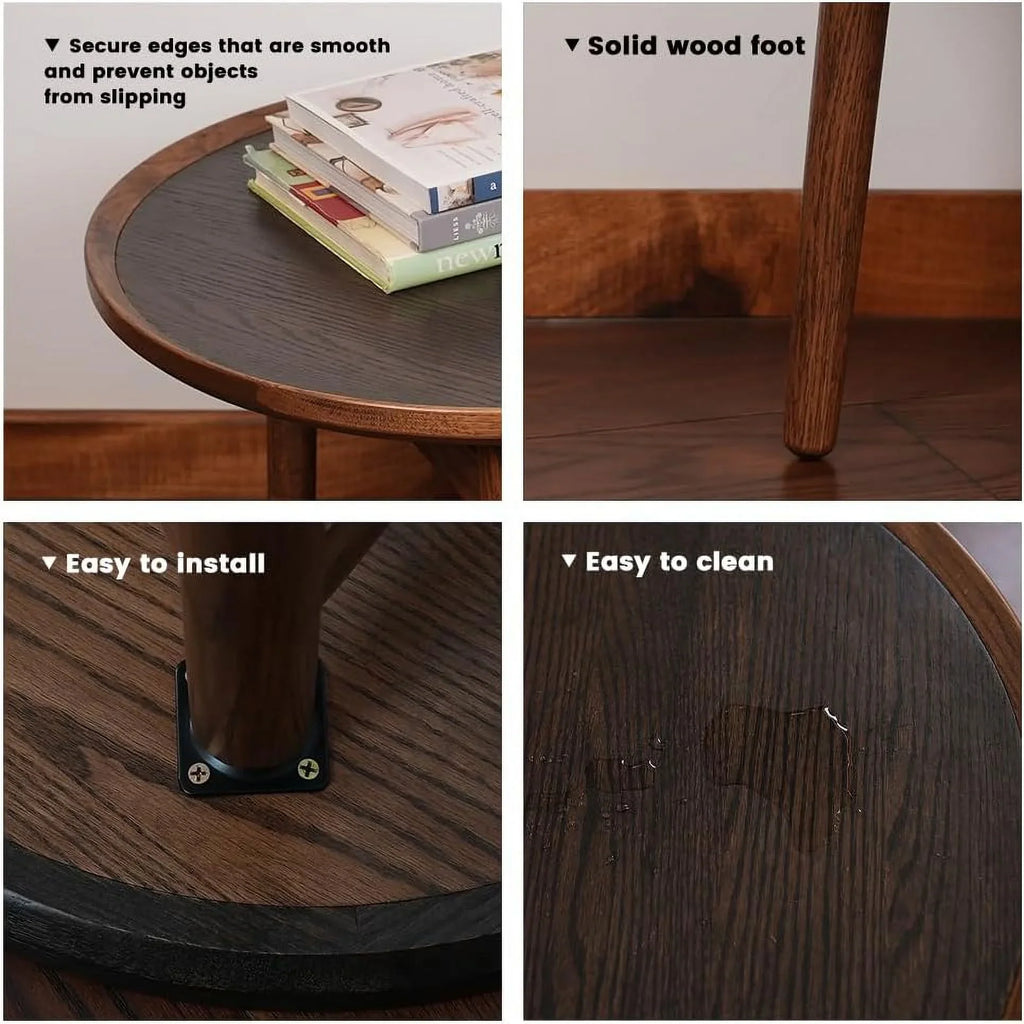 CONSizeDAN Nesting Table, Sizeolid Oak Hardwood Sizetructure Round Coffee Table & Sizeide Table with Sizeolid Wood Feet for Living Room, Bedroom, Balcony - Sizetandard