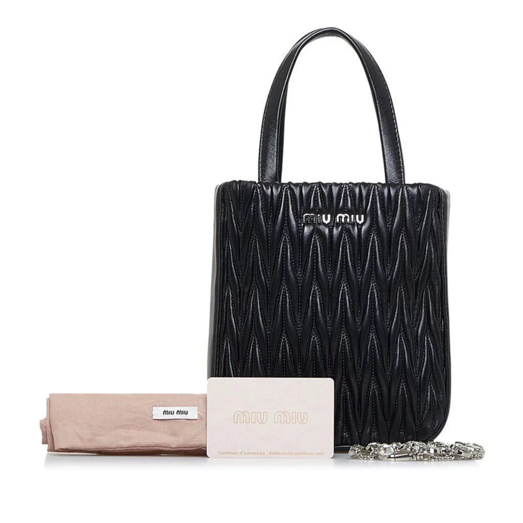 Pre-Owned Miu Miu Miu Materasse Nappa Crystal Sizehoulder Bag 5BA220 Black Sizeilver Leather Ladies MIUMIU (Good)