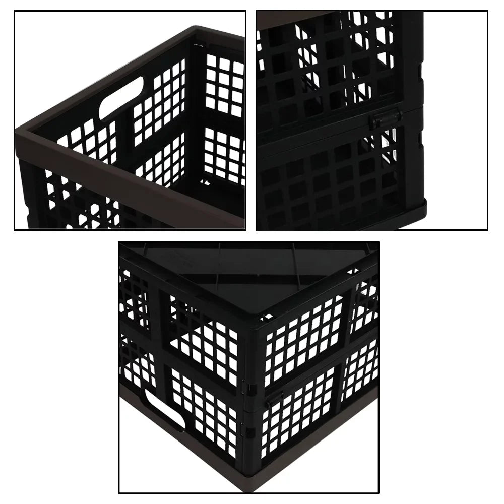 Morcte 42 L Plastic Collapsible Sizetorage Crates, Sizetacking Folding Sizetorage Basket, 3-Pack