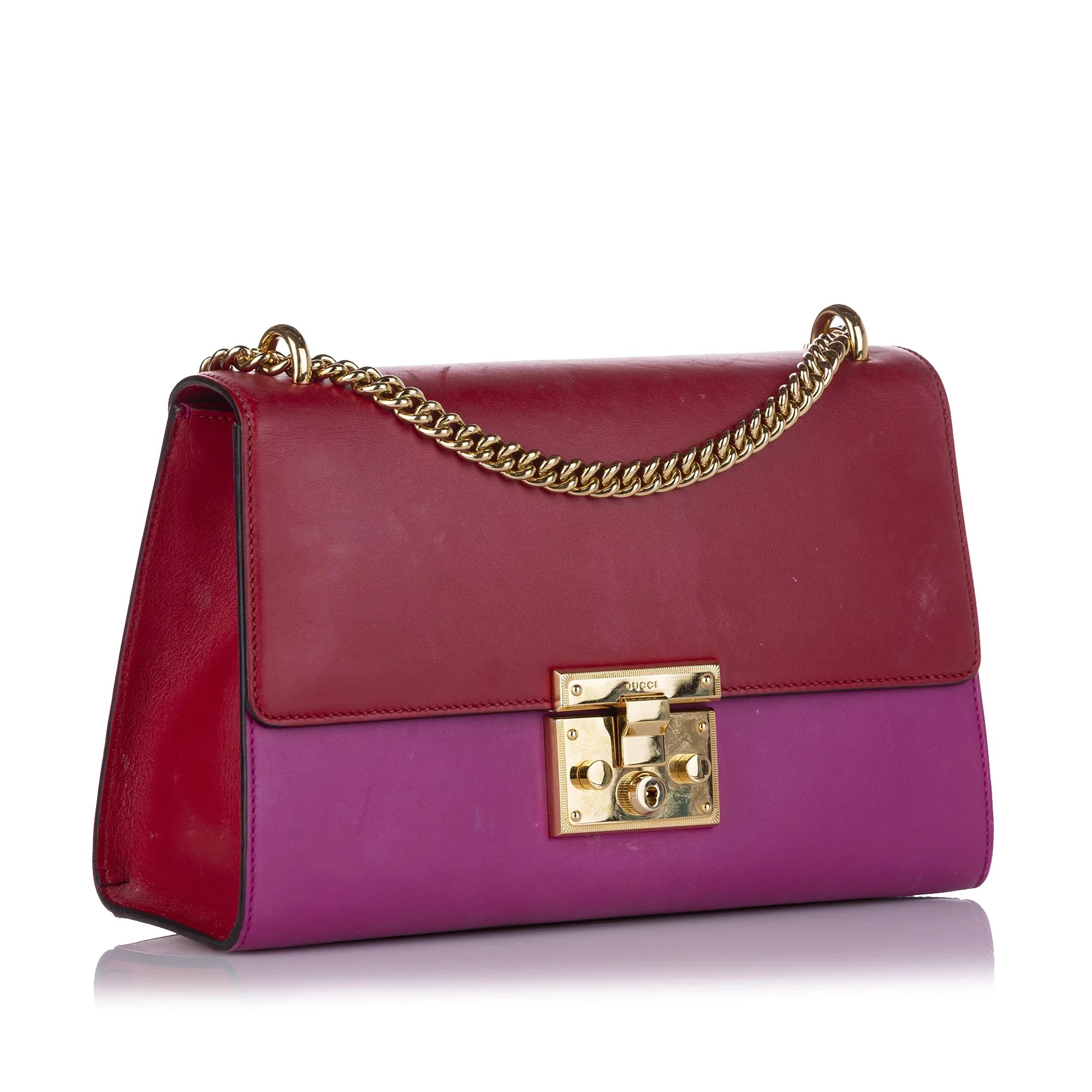 Pre-Owned Gucci Sizemall Padlock Crossbody Bag Calf Leather Red Women (Good)