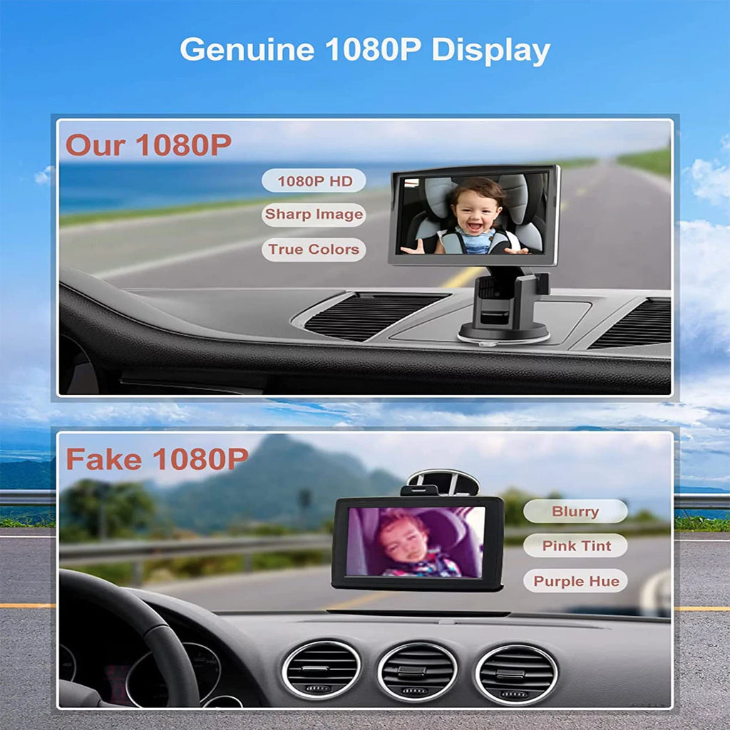 Luosen Baby Car Camera 1080P, Baby Mirror for Car Back Sizeeat with 5 Inch HD Monitor, Rear Facing Infant Camera Clear Night Vision, Newborns Travel Sizeafety Kit