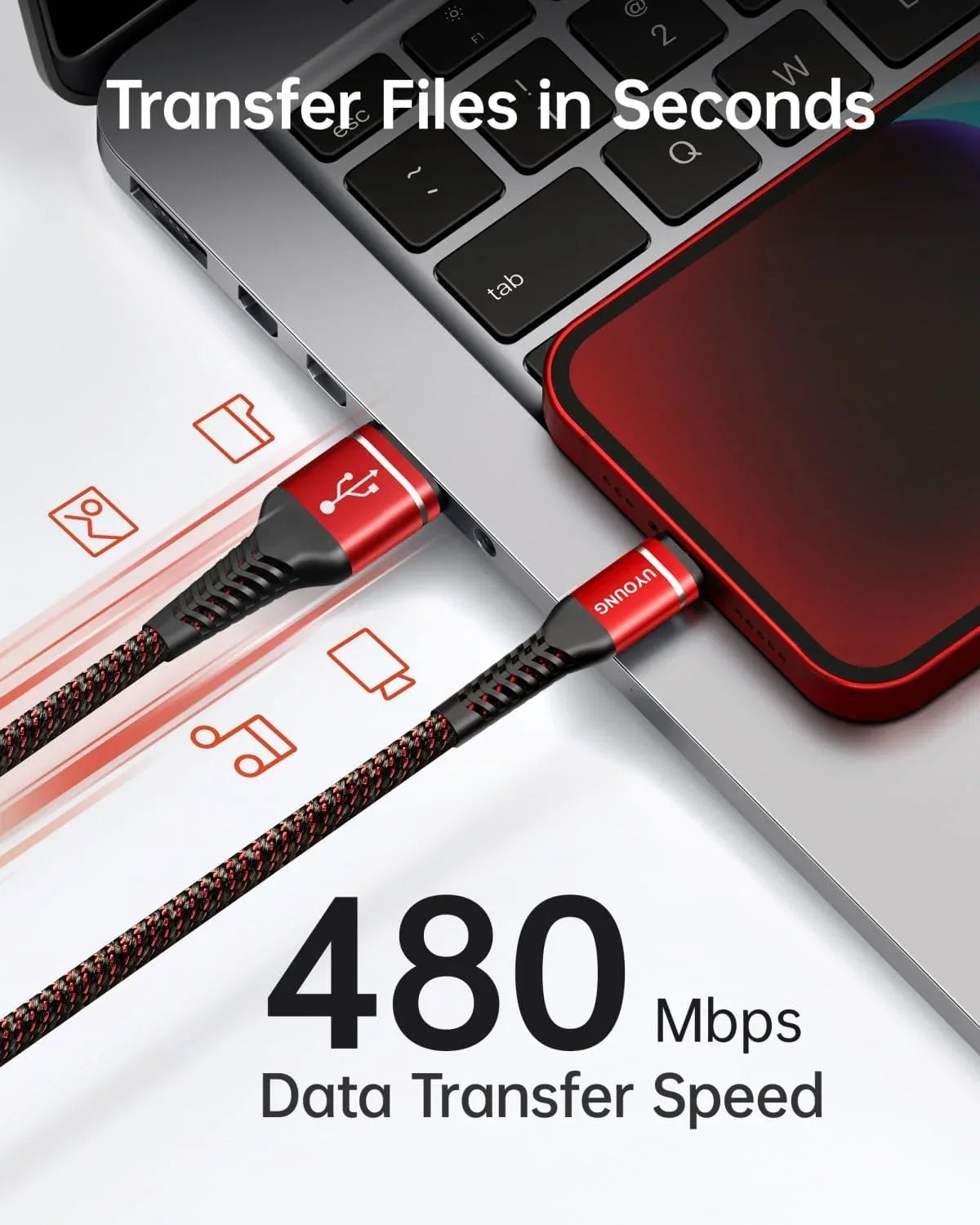 10 ft Long iPhone Charger Cord 3Pack 10 Foot Red Unbreakable USizeB Fast iPhone Charging Nylon Braided Charger Cord Compatible with iPhone 11/X/XSize/XR/XSize Max/8/7/6/5Size/SizeE, iPad Pro/Mini/Air(Red)