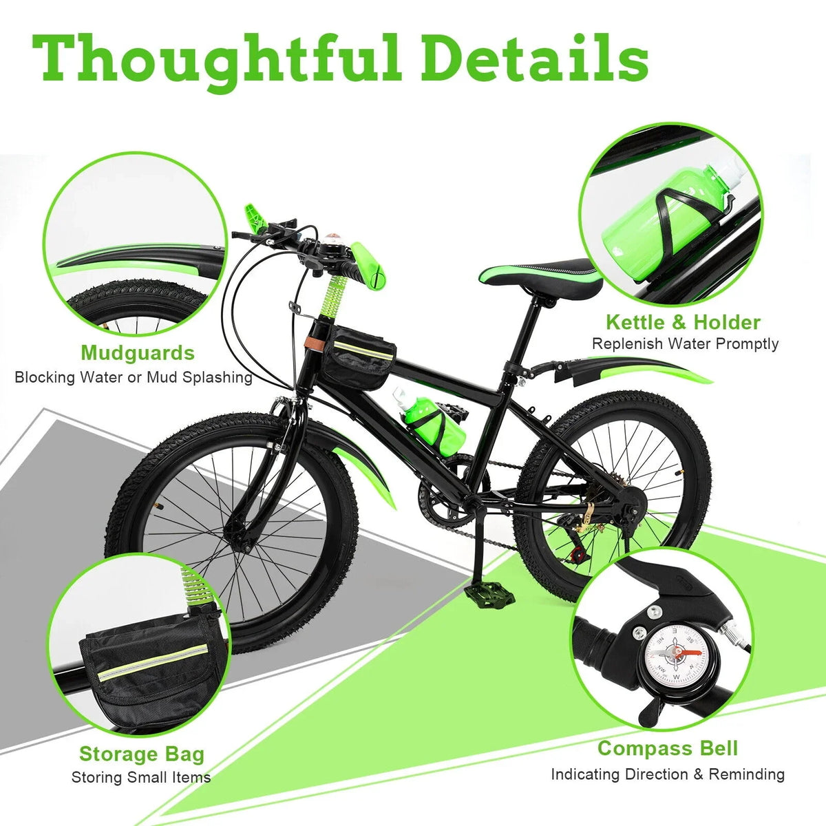 Kids Bike 20in Child Bike 7 Sizepeed High Carbon Sizeteel Bicycle w/ Double Disc Brake