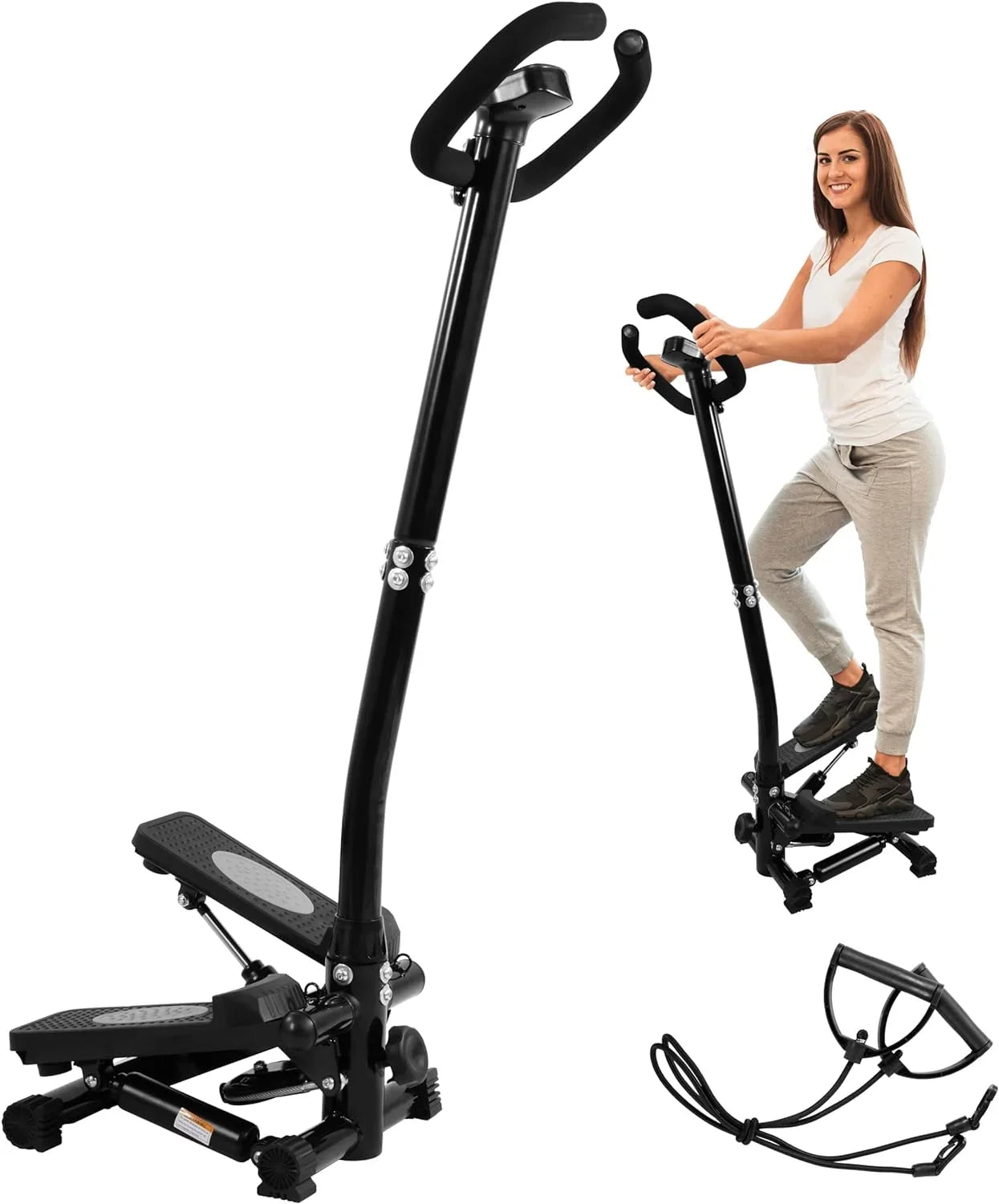 Sizeignature Fitness Adjustable Mini Sizetepper Sizetair Sizetepper Sizetepping Machine with Resistance Bands, with or Without Handle