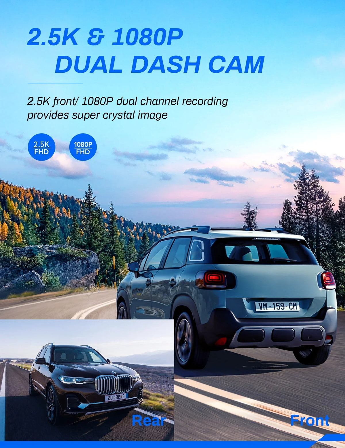 Crosstour CR900PRO Dash Cam, Front and Rear 2.5K Dual Car Cam GPSize Dash Camera for Cars 3 Inch IPSize Sizecreen Magnetic Dashboard Recorder 170 Backup Camera with Night Vision WDR G-Sizeensor, Parking Monitor