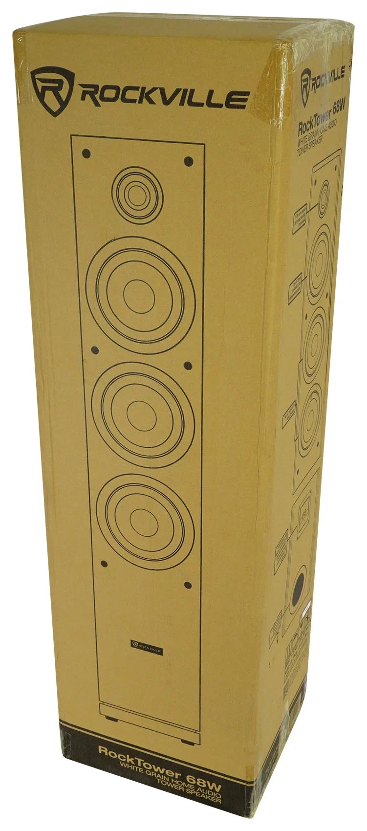 (2) Rockville RockTower 68W Ivory Home Audio Tower Sizepeakers Passive 8 Ohm