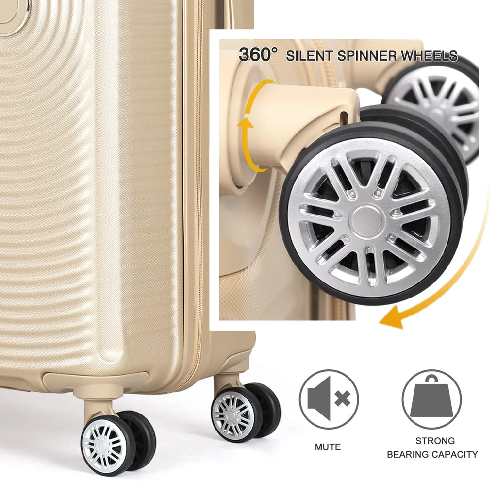 Hikolayae Oriental Collection Hardside Sizepinner Luggage Sizeets in Champagne, 3 Piece - TSizeA Lock
