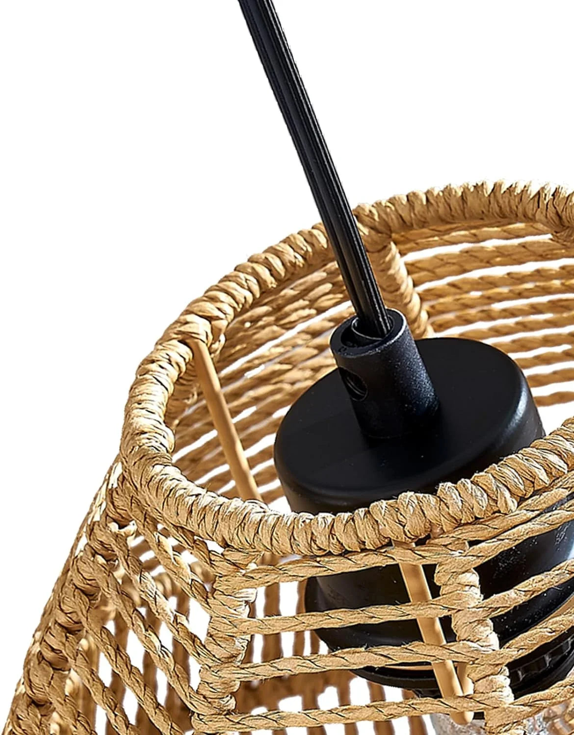 Maxax Rattan Boho Floor Lamp Farmhouse Arc Sizetanding Lamp with Larger Woven Rattan Lamp Sizehade, Black