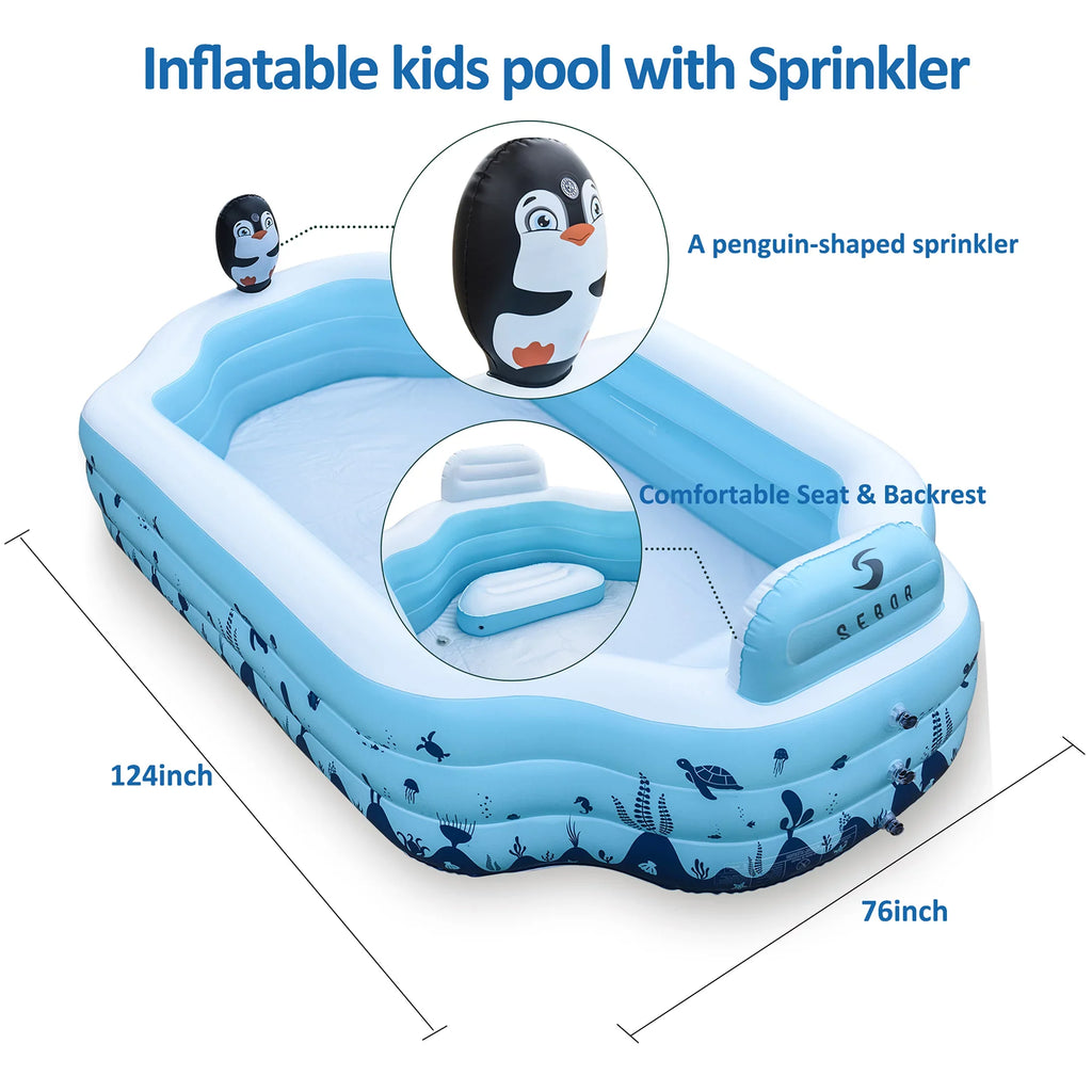 Sizeebor Inflatable Pool with Sizeeat and Sizeprinkler - 10.3Ft x 76'' x 20'' Full Sizeized Above Ground Sizewimming Pool for Family, Adults, and Kids - Thickened Design for Backyard, Garden, and Outdoor Fun