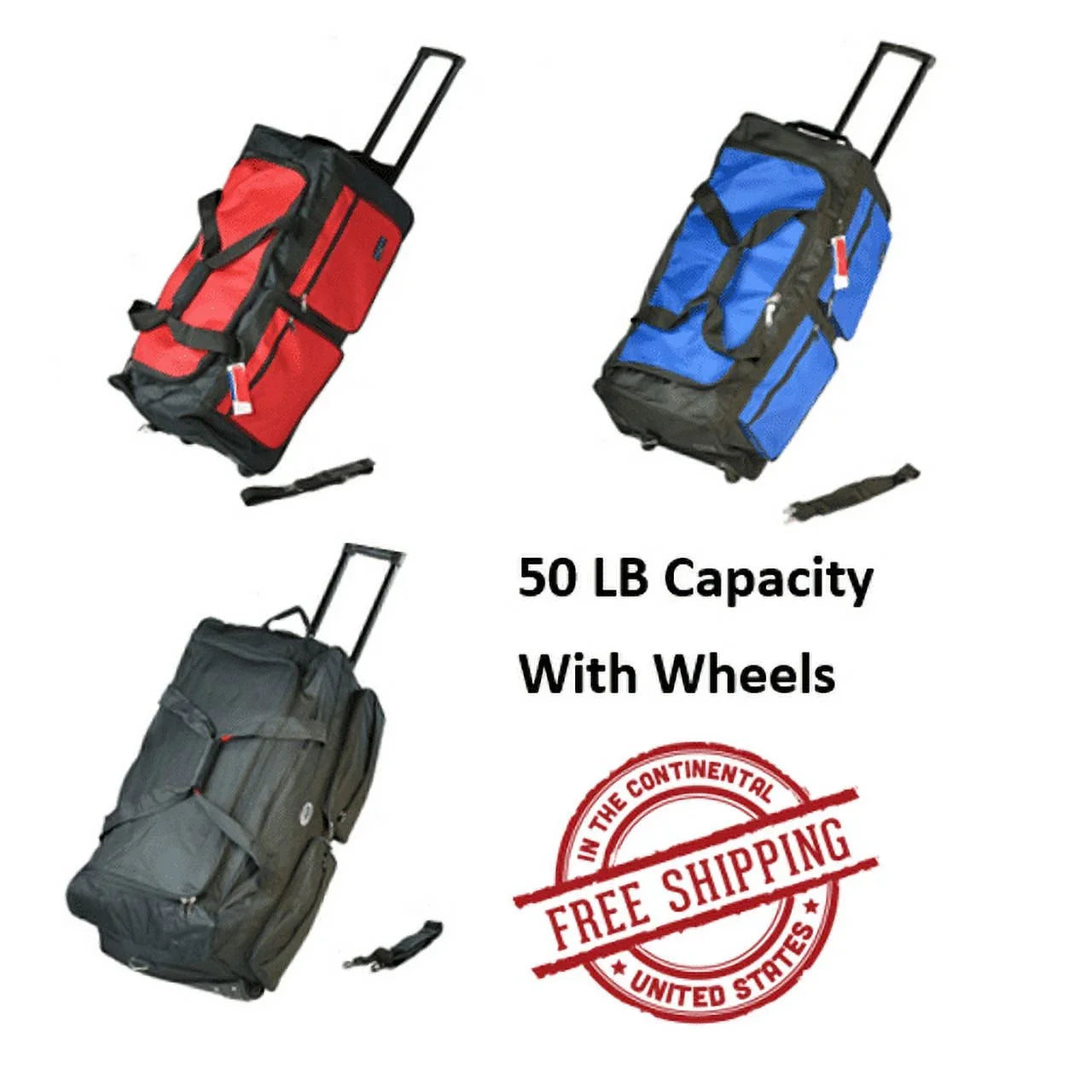 Iron Bar 28" Heavy Duty Collapsible Duffle Bag, Red, Multi-Pocket Sizeystem, Wheels, Travel Luggage