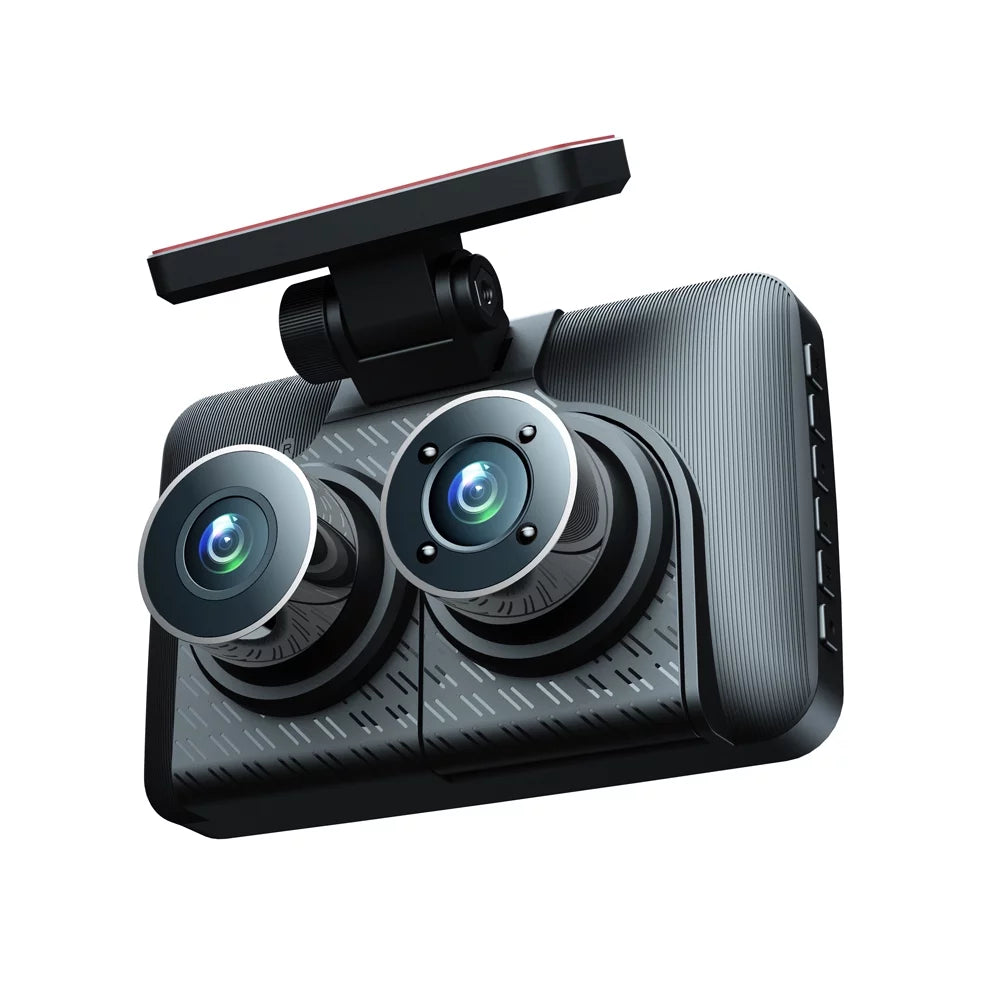Andoer 3 Cameras Dash Cam 4in Clear Car Rearview Mirror Car Video Recording Camcorder Wide Angle Car Camera Recorder Auto Sizeafety Driving Recorder