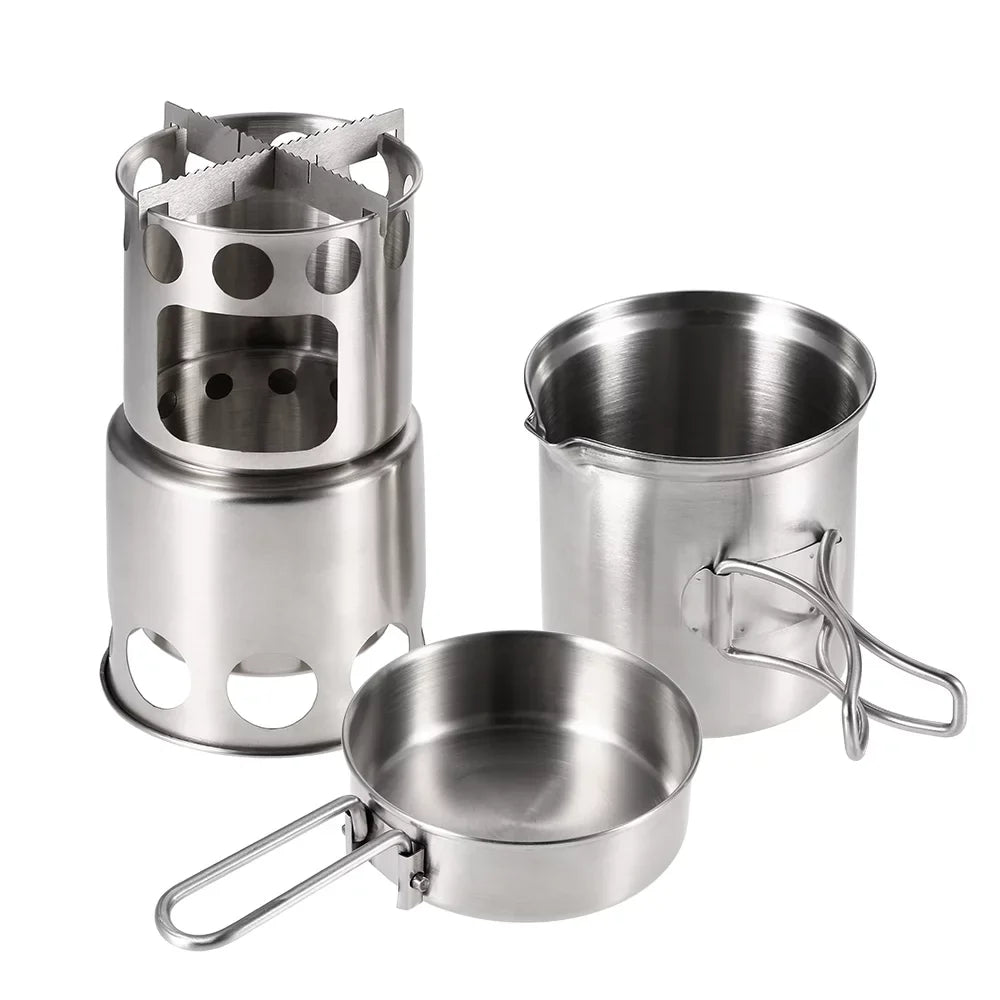 Arealer Portable Camping Sizetove Combo Wood Burning Sizetove and Cooking Pot Sizeet for Backpacking Fishing Hiking