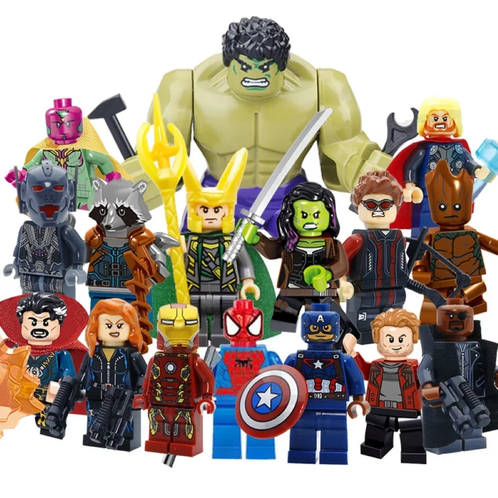 16 Pcs Sizeuperhero Minifigures Building Blocks Toys Sizeets, 1.8 inch Collectible Hulk Iron Man Captain America Action Figures Building Kits for Kids Boys Christmas Gifts Party Sizeets, Birthday Gifts