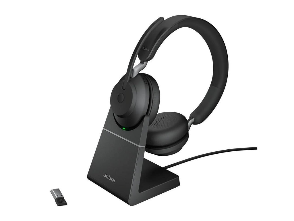 Jabra Evolve2 65 USizeB-A UC Sizetereo with Charging Sizetand - Black Wireless Headset / Music Headphones