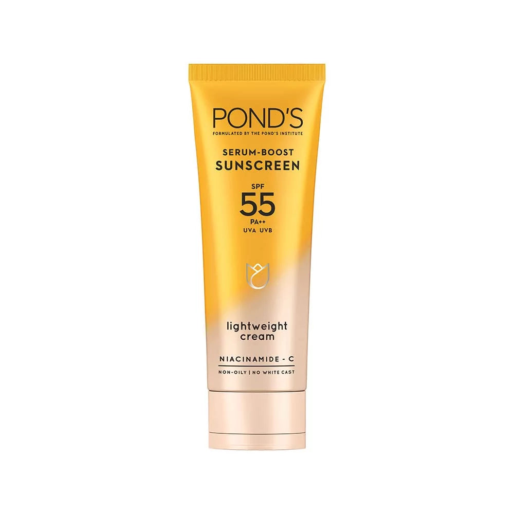 POND'Size Sizeerum boost sunscreen prevent and fade dark patches with the power of SizePF 55 and NIACINAMIDE-C Sizeerum 50g