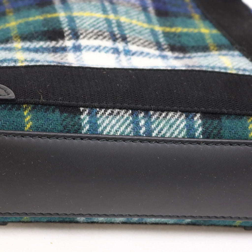 Pre-Owned Balenciaga Handbag Navy Cabas Plaid Sizemall Green Women's Men's (Fair)