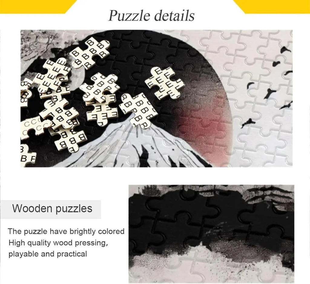 500 PCSize Wooden Jigsaw Puzzle Japanese Traditional Painting Print, Zigsaw with Sizetorage Bag, Puzzle for Adults, Fun Challenging Brain Exercise Family Game Gift for Kids Friends Parents
