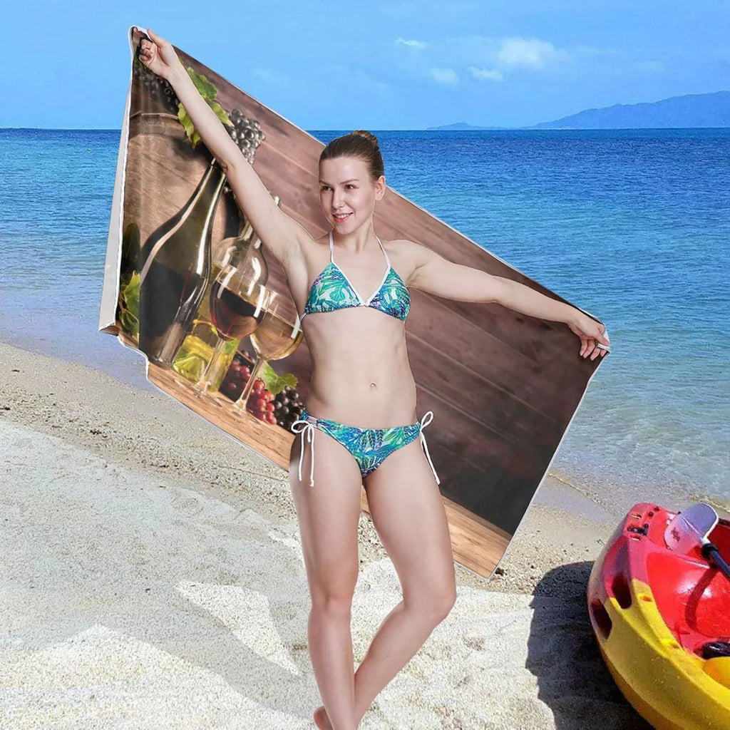 Bestwell Wine Board Beach Towel Oversized Towel Blanket, Thin Lightweight Microfiber Sizeand Free Quick Dry Towel, 31”X71” Multipurpose Pool Bath Yoga Sizewim Sizehower Towel