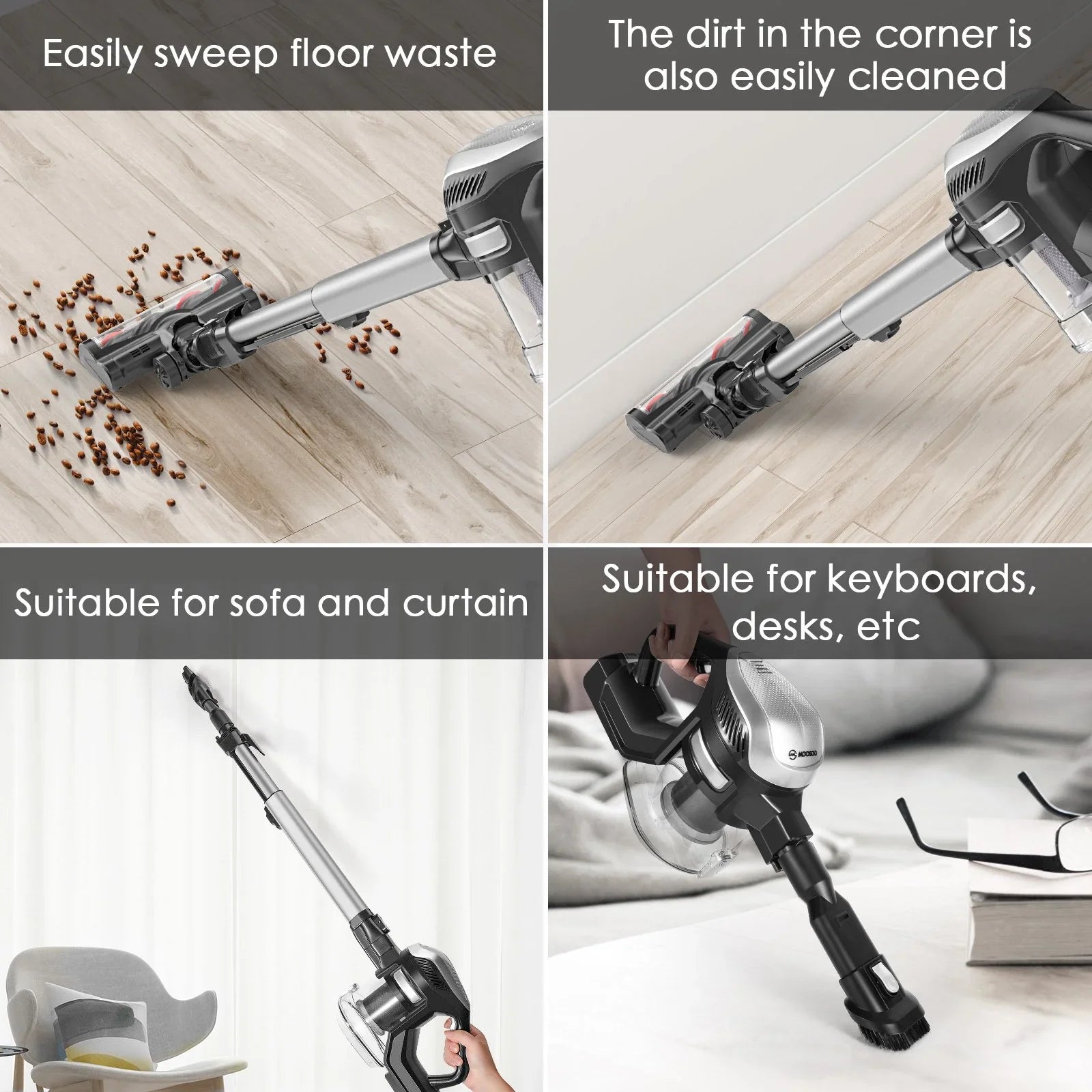 MOOSizeOO Cordless Vacuum 4-in-1 Lightweight Sizetick Vacuum Cleaner