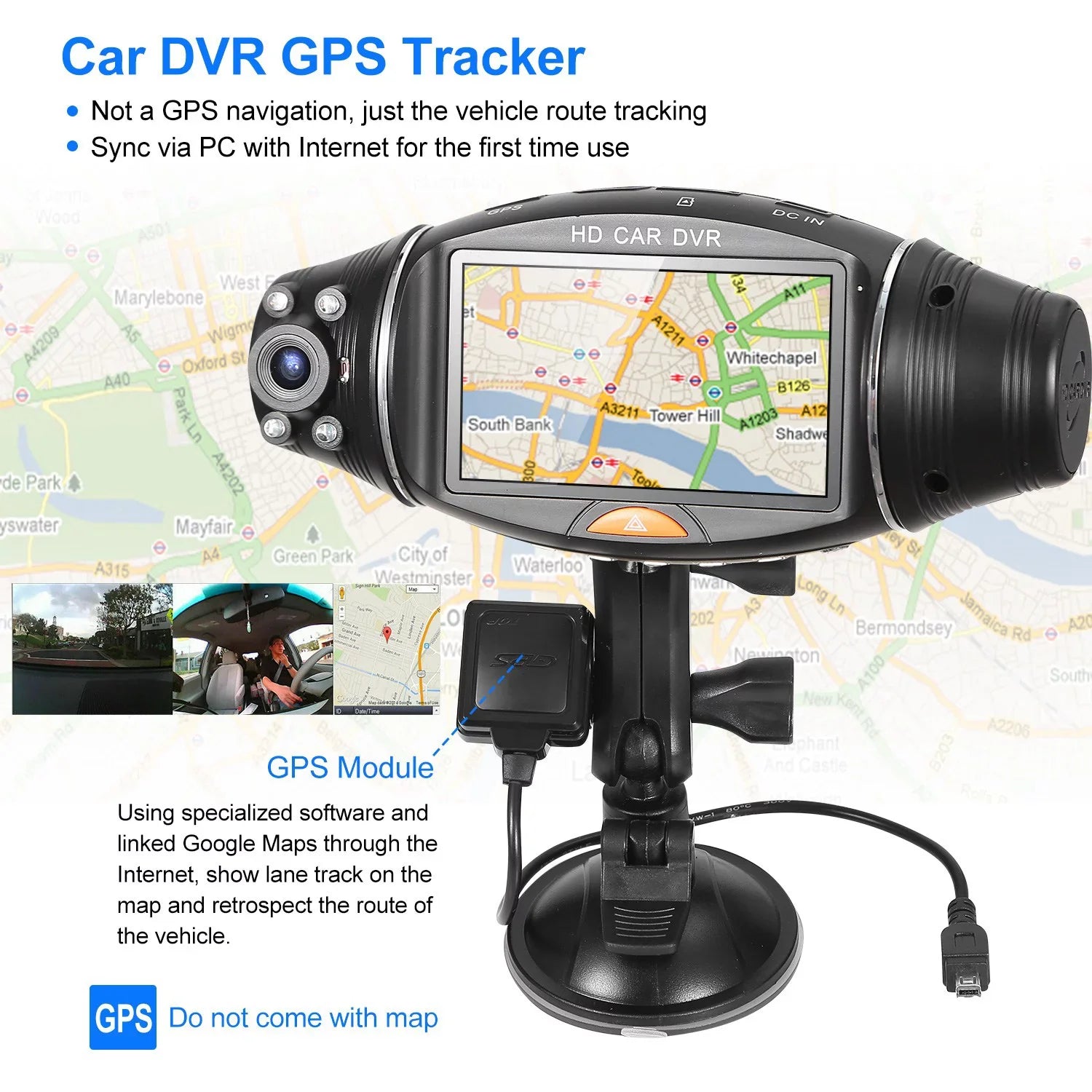iMountek FHD 1080P Dual Lens Car DVR Dash Cam GPSize Camera Video Recorder G-Sizeensor Night Vision