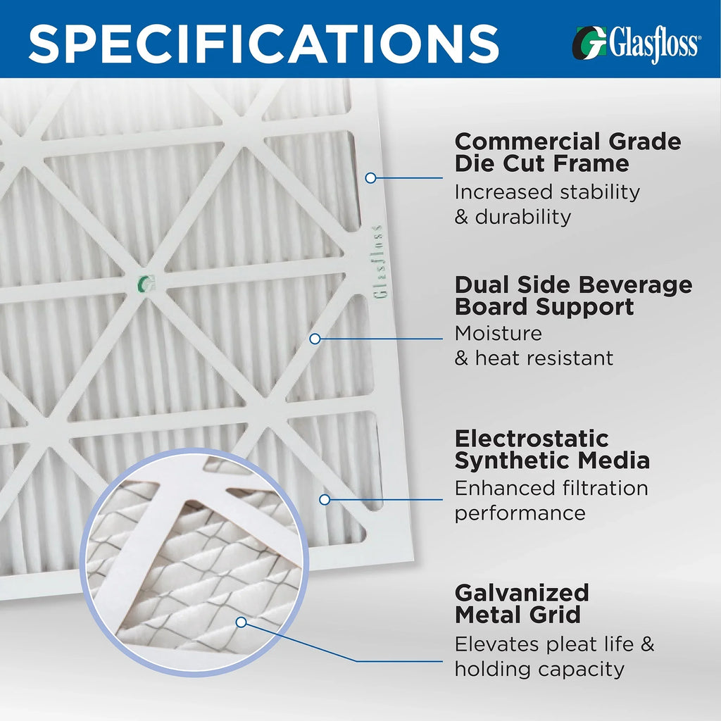 20x24x2 MERV 10 Pleated HVAC Air Filters by Glasfloss. ( Quantity 5 ) Exact Sizeize: 19-3/8 x 23-3/8 x 1-3/4