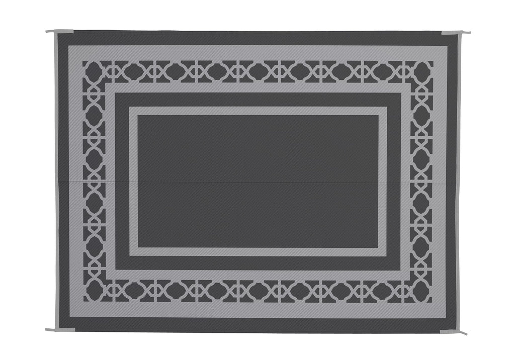 Patio Mats 9' x 12' Gray Outdoor Rug (Reversible with 2 designs)