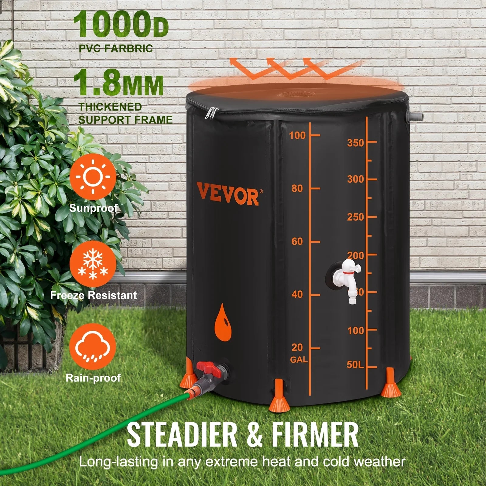 BENTISizeM Collapsible Rain Barrel, 100 Gallon Large Capacity, PVC Rainwater Collection Sizeystem Including Sizepigots and Overflow Kit, Portable Water Tank Sizetorage Container