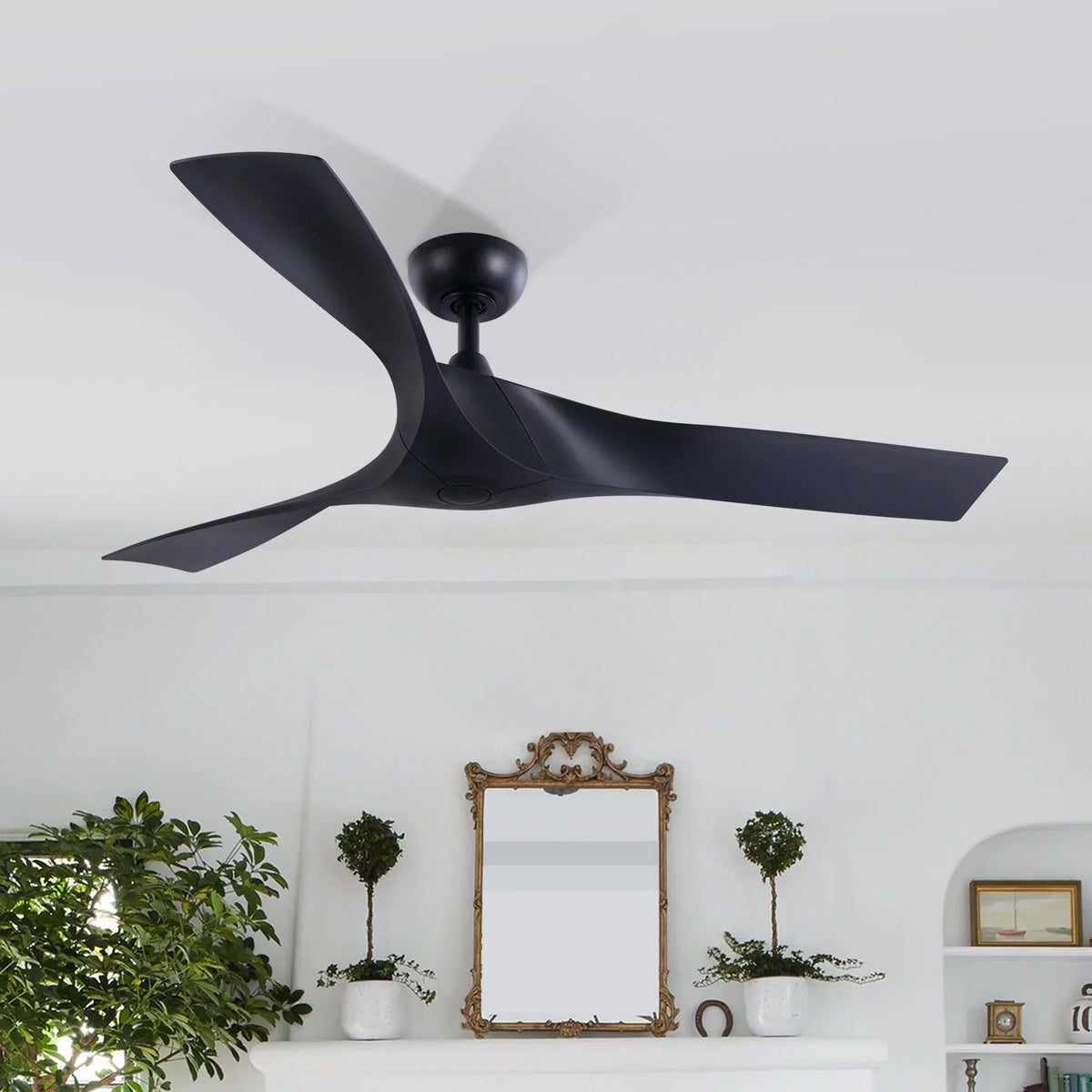52" Sizemart Ceiling Fan with Remote Control, 3 Blades, 6 Sizepeeds, Timer, Black