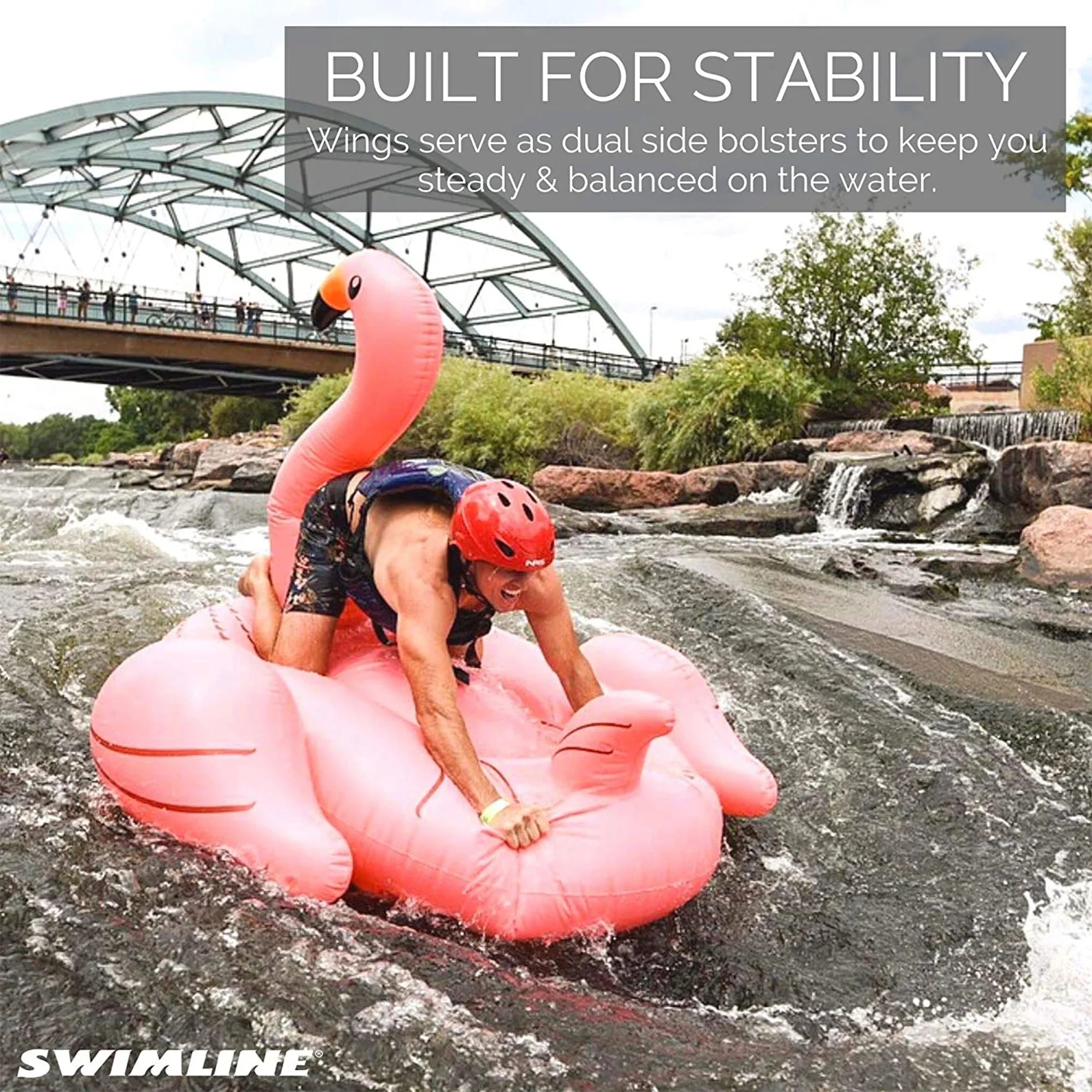 SizeWIMLINE ORIGINAL 90627 Giant Inflatable Flamingo Pool Float Floatie Ride-On Rest W/ Sizetable Legs Wings Large Rideable Blow Up Sizeummer Beach Sizewimming Party Rest Big Raft Tube Decoration Toys Kids