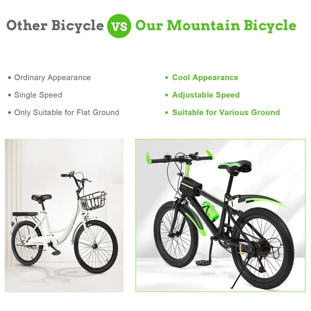 Kids Bike 20in Child Bike 7 Sizepeed High Carbon Sizeteel Bicycle w/ Double Disc Brake