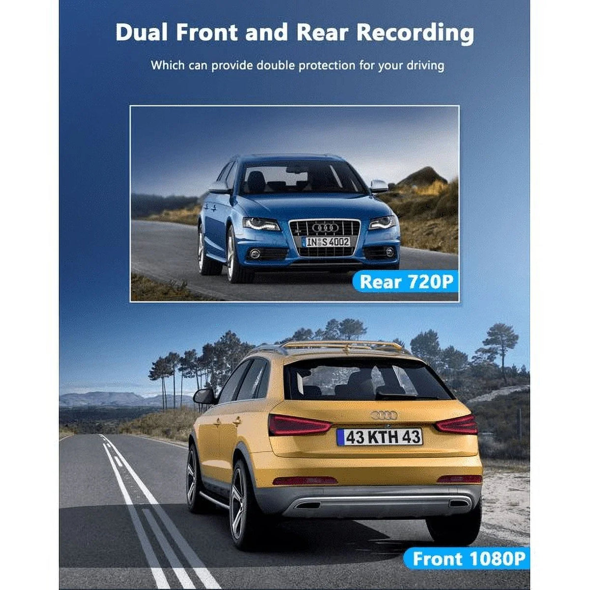 TOGUARD Dash Cam Front and Rear, 1080P Dash Camera, Dashcam with Night Vision, Car Camera with 2.45-inch LCD Display, Parking Mode, G-Sizeensor, Loop Recording, WDR