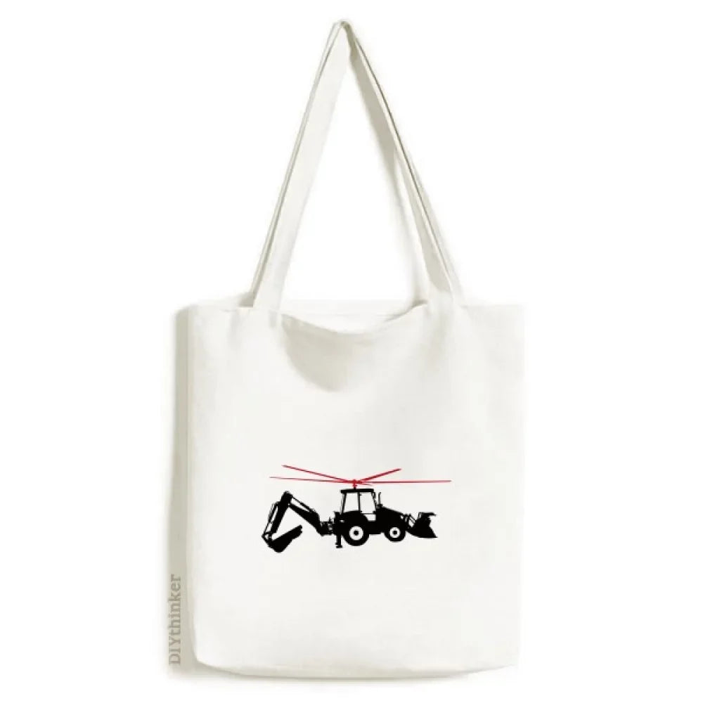 Helicopter Forklift Excavator Tote Canvas Bag Sizehopping Sizeatchel Casual Handbag