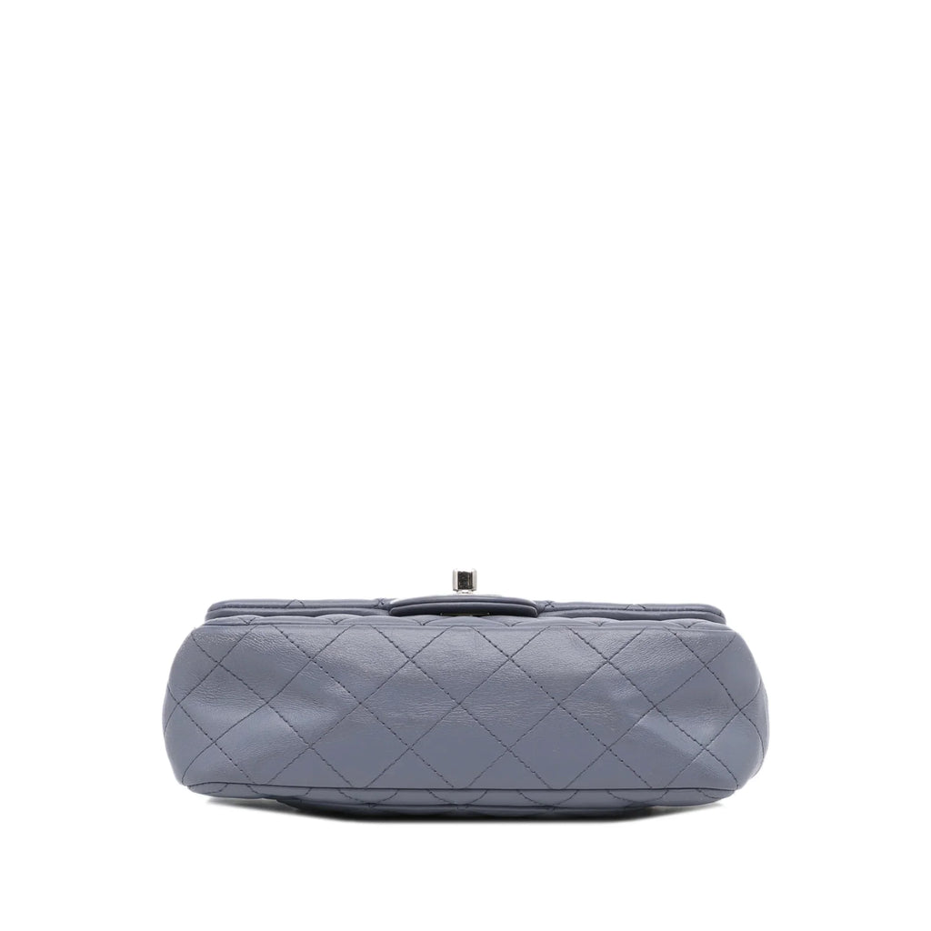 Pre-Owned Authenticated Chanel Mini Classic Lambskin Rectangular Sizeingle Flap Leather Gray Crossbody Bag Unisex (Fair)