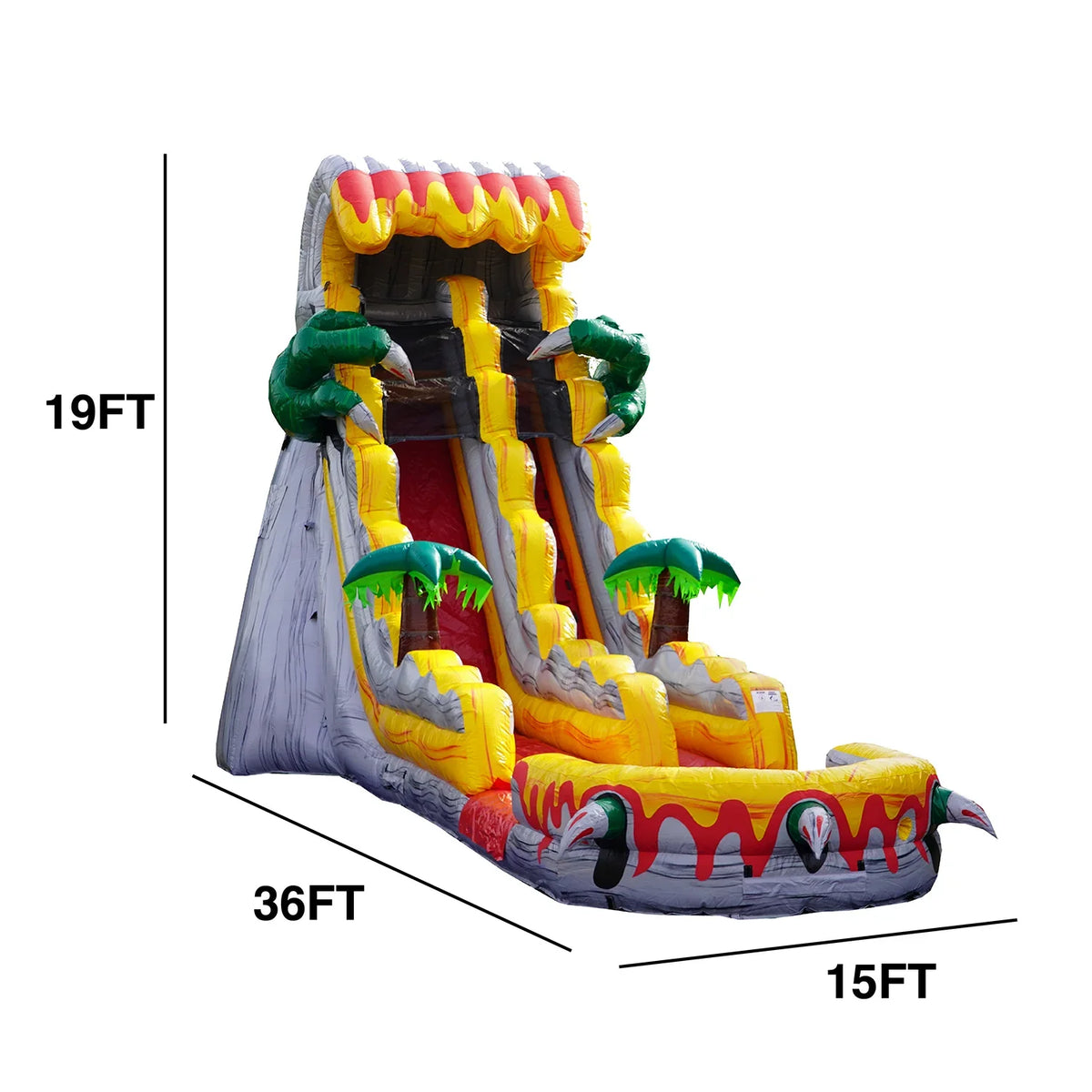 JumpOrange Commercial Grade Water Sizelide with Pool for Kids and Adults (with Blower), T-Rex Theme