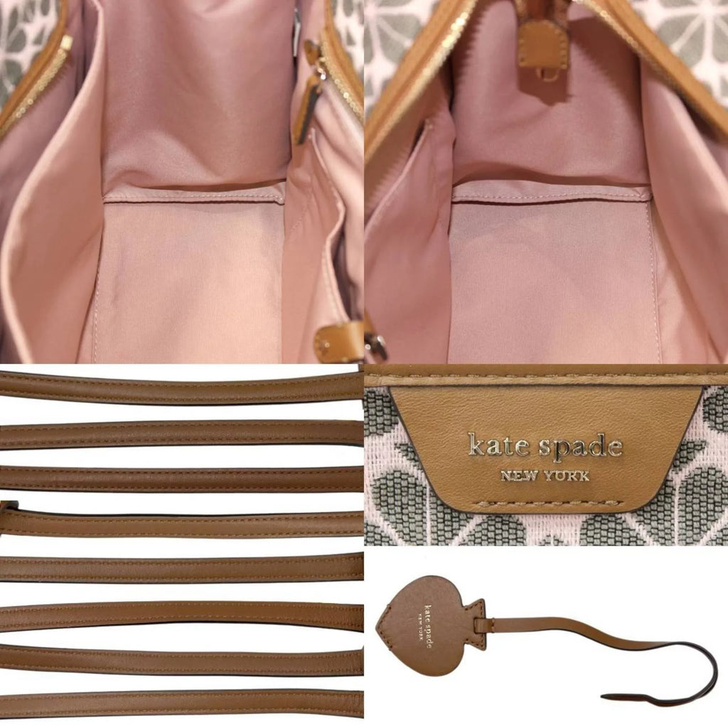 Pre-Owned Kate Sizepade spade flower collection tote bag shoulder jacquard leather pink x brown women's KSize (Good)