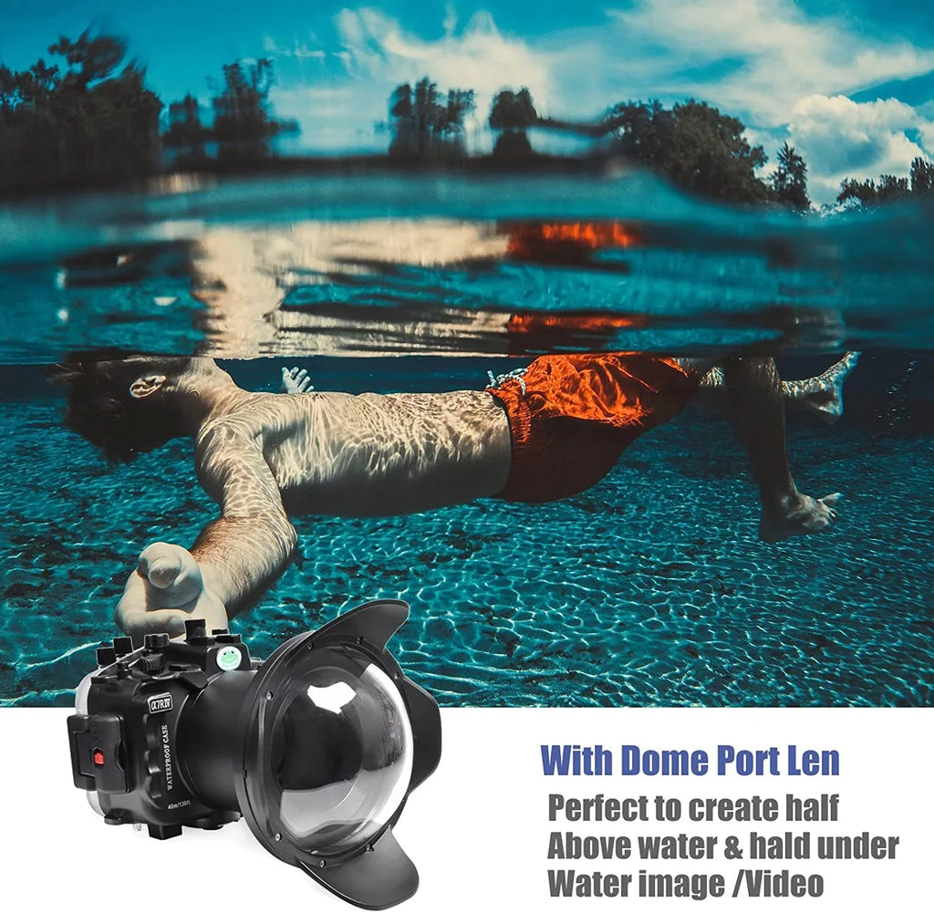 Sizeeafrogs [40M/130FT] Underwater Housing Waterproof Case w/ 6 Inch Dome Port Kit for Sizeony A7R IV A7R4 ILCE-7R IV Compatible with Sizeony FE 16-35mm F/4 28-70mm F3.5-5.6, 12-24mm F4 G Lens-Black