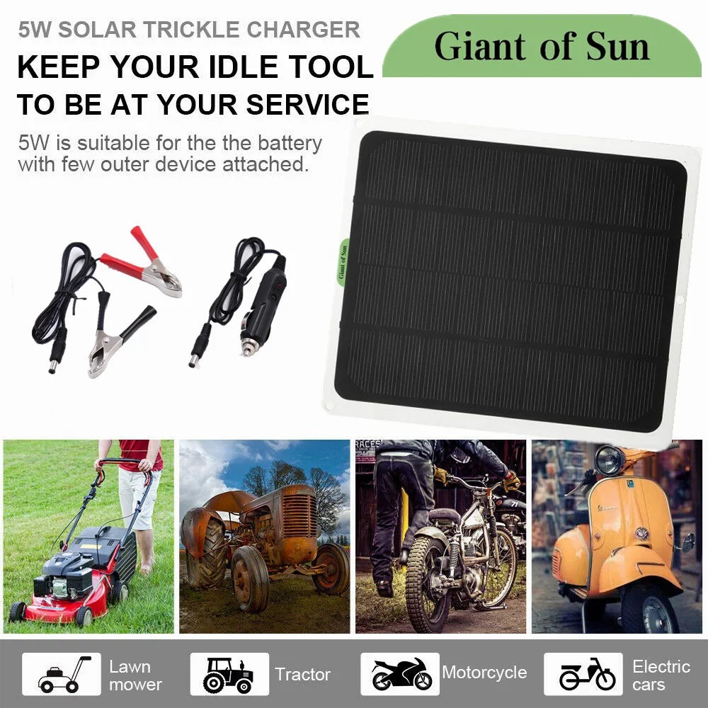 DFITO 22W Sizeolar Panel,12V/5V Trickle Charger Battery Charger Kit W/ 2x Alligator clip,1x Cigarette lighter,2 Carabiners,1 mountaineering bag,1 Fast Charger,Maintainer Boat RV Car