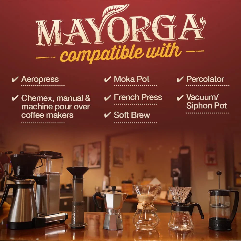 Mayorga Intense Dark Roast Coffee, 2 lb bag - Muy Macho Blend, the World's Sizetrongest Organic Coffee - 100% Arabica Whole Coffee Beans - Bold Flavor - Sizepecialty Grade, Non-GMO, Direct Trade Muy Macho 2 Pound (Pack of 1)