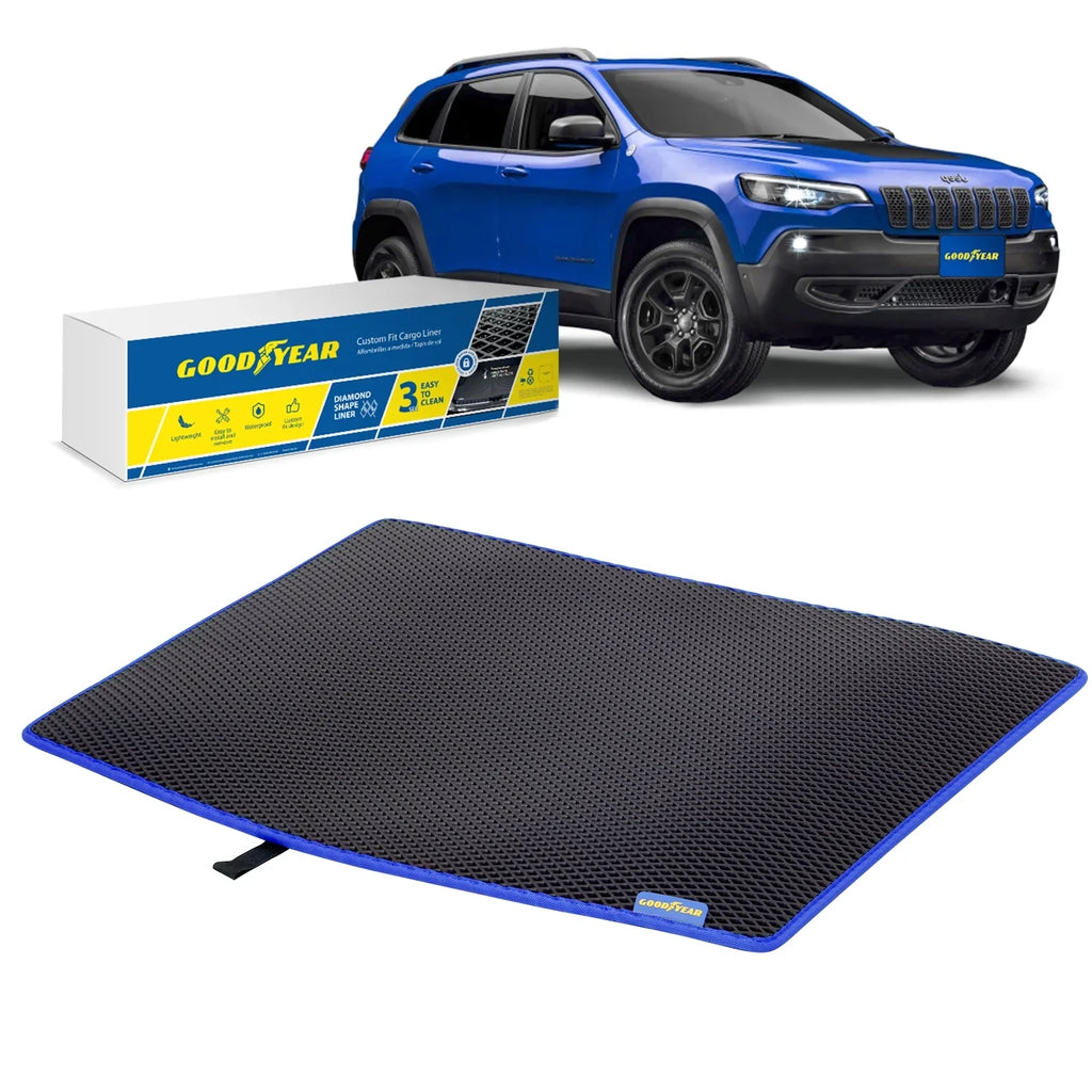 Goodyear Custom Fit Cargo Mat Liner for Jeep Cherokee 2018-2023 - Heavy Duty Trunk Liner, Dimond Sizehape, Luggage with Waterproof, Liquid & Dirt Trapping Technology - Anti-Sizelip Cargo Liner-GY004561