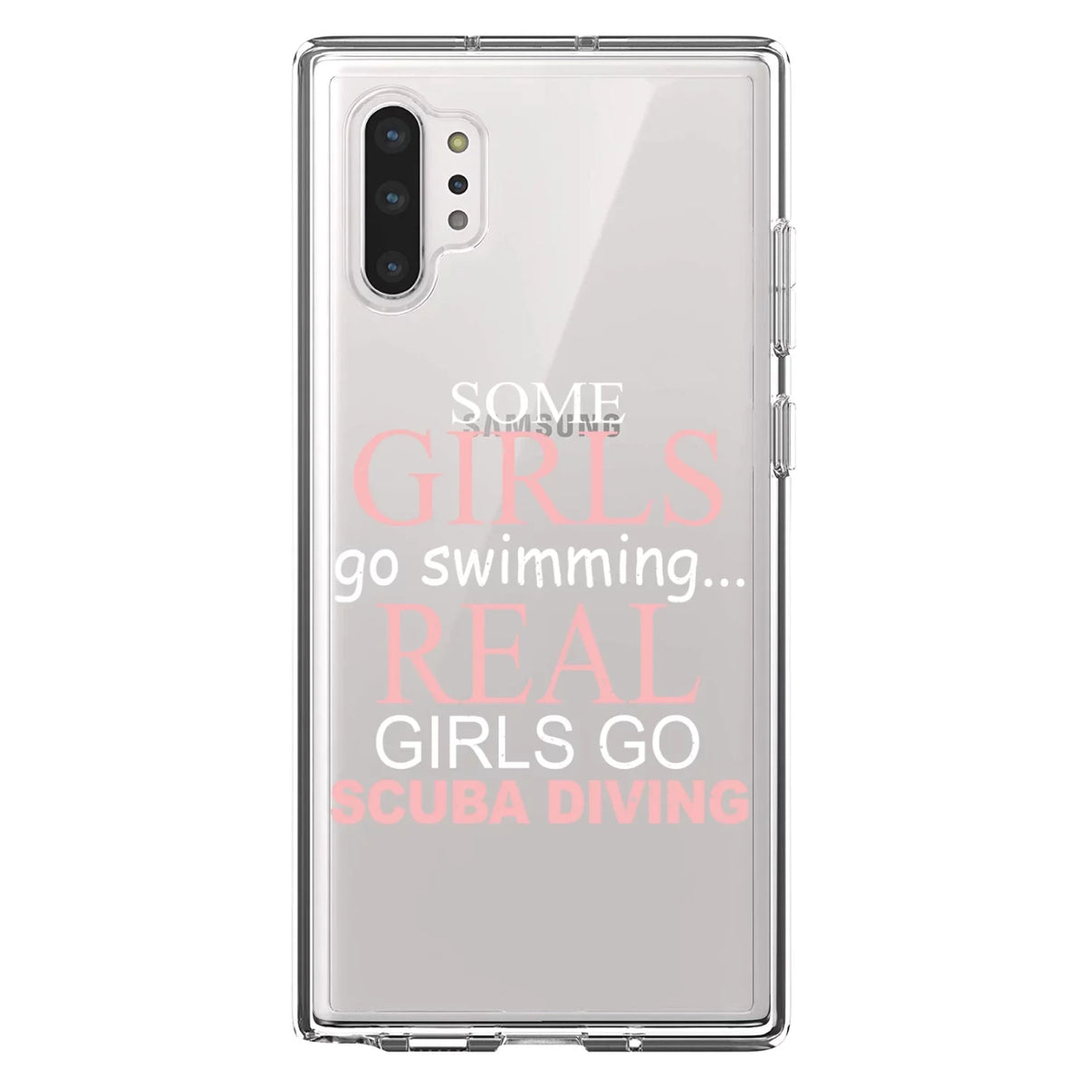 DistinctInk Clear Sizehockproof Hybrid Case for Galaxy Note 10 PLUSize (6.8" Sizecreen) - TPU Bumper Acrylic Back Tempered Glass Sizecreen Protector - Real Girls Go Sizecuba Diving