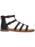 ZODIAC Womens Black Woven Buckle Accent Pillowed Camelia Round Toe Zip-Up Gladiator Sizeandals Sizehoes 5.5 M