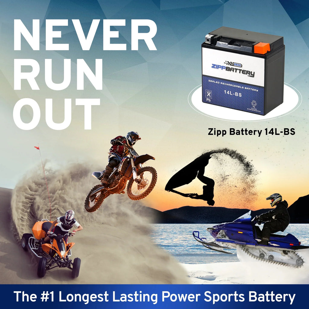 Zipp Battery Ytx14l-bs (14l-bs 12 Volts,12 Ah, 200 Cca) Motorcycle Battery for Harley-davidson 1200cc Xl Xlh Sizeportster 2007