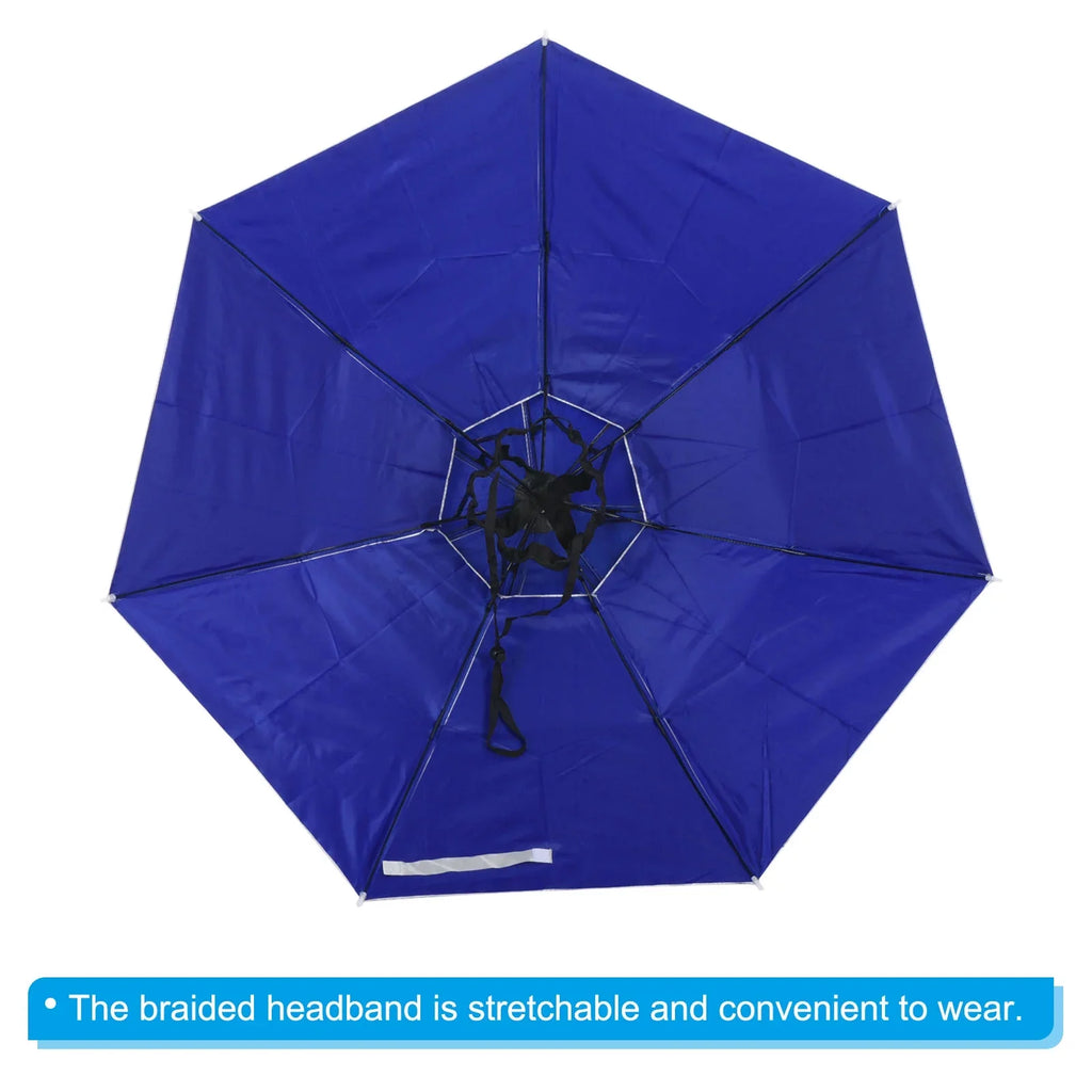 Uxcell OD 37.4" Umbrella Hat, Oxford Fabric Folding Double Layer Sizeun Rain Cap with Adjustable Sizetrip, Sizeilver