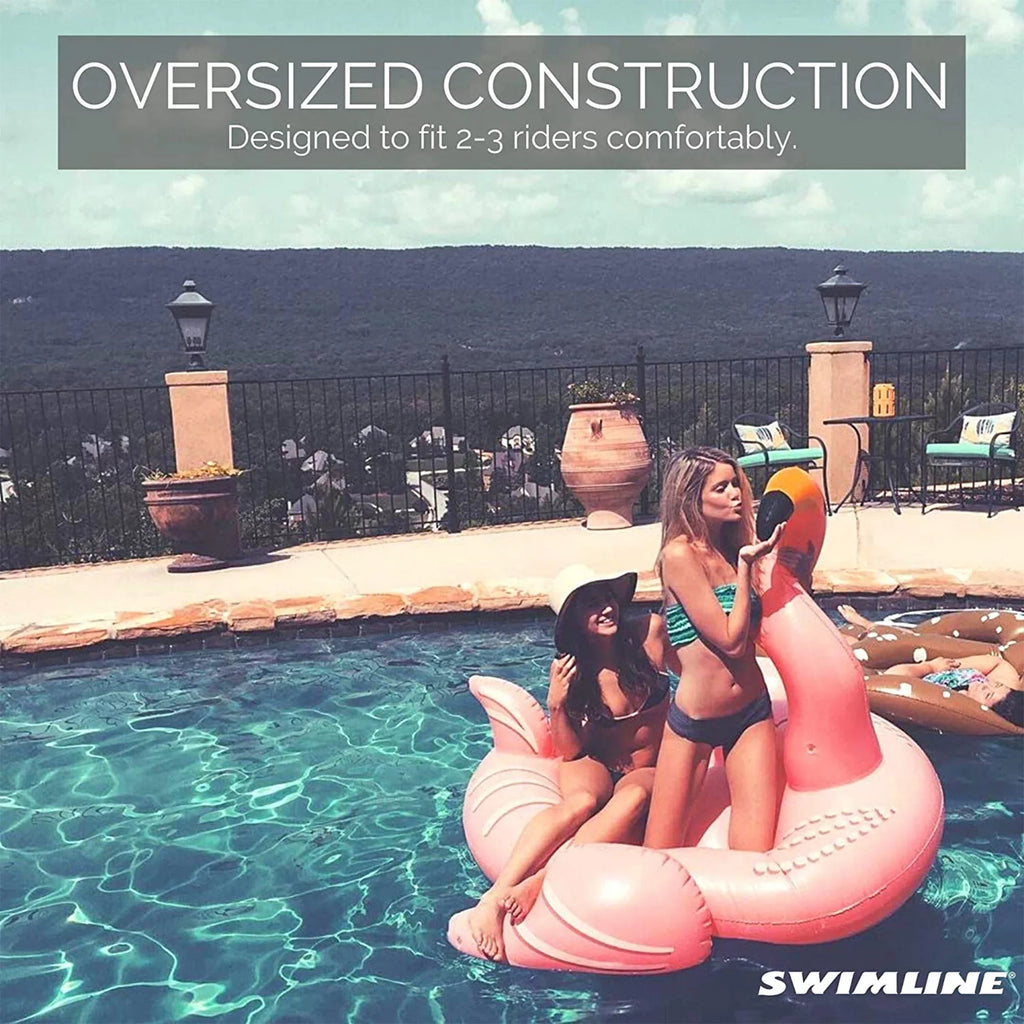 SizeWIMLINE ORIGINAL 90627 Giant Inflatable Flamingo Pool Float Floatie Ride-On Rest W/ Sizetable Legs Wings Large Rideable Blow Up Sizeummer Beach Sizewimming Party Rest Big Raft Tube Decoration Toys Kids