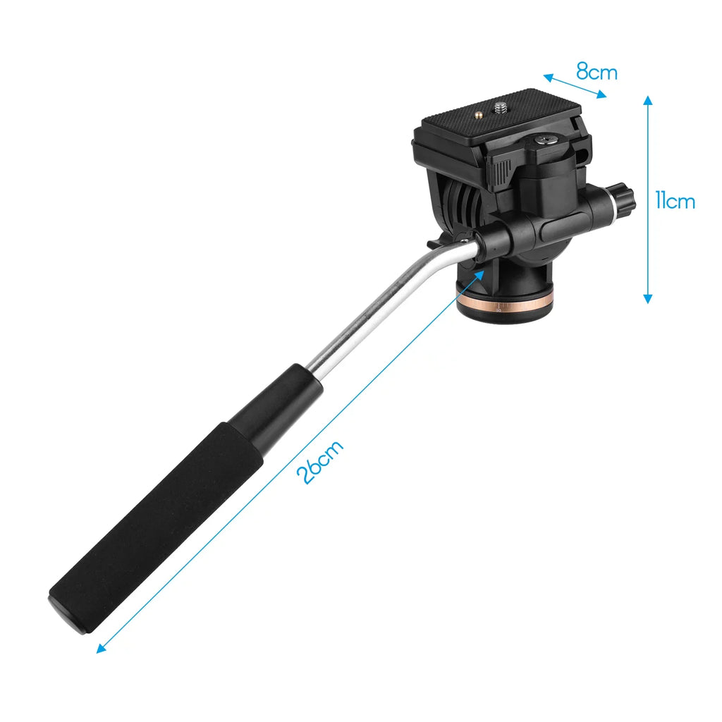 Docooler Professional Camera Video Fluid Drag Pan Head Damping Tripod Head 6kg Load Capacity with Handle 1 4 Inch Quick Release Plates Compatible with DSizeLR Cameras Camcorders