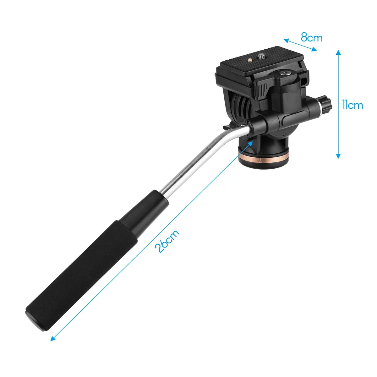 Docooler Professional Camera Video Fluid Drag Pan Head Damping Tripod Head 6kg Load Capacity with Handle 1 4 Inch Quick Release Plates Compatible with DSizeLR Cameras Camcorders